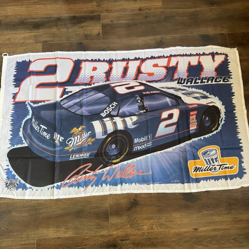 Vintage 1998 Rusty Wallace #2 Collectable Flag 3x5ft NASCAR NIB